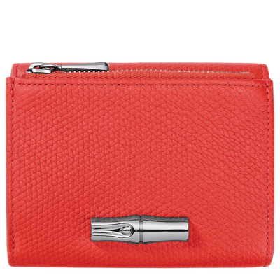 Le Roseau Compact wallet , Vermilion - Leather