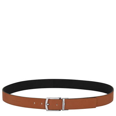 Le Foulonné Men's belt , Caramel/Black - Leather