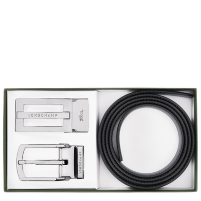 Delta Box Men's belt , Black/Mocha - Leather