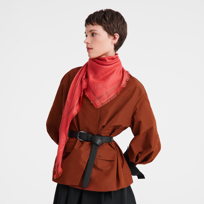 La Médaille Longchamp Shawl , Tomato - Cotton blend