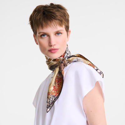 Jardin Parisien Silk scarf 90 , Ebony - Silk