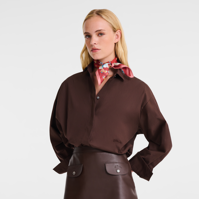 Equestrian Tower Silk scarf 50 , Terracotta - Silk