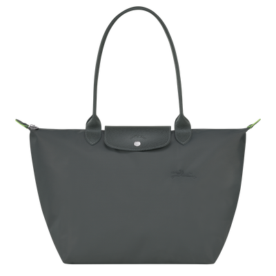 Le Pliage Green L Tote bag , Graphite - Recycled canvas