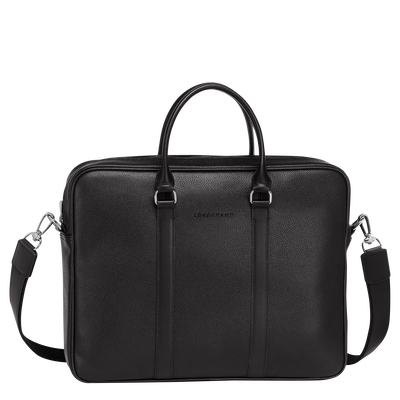Le Foulonné S Briefcase , Black - Leather