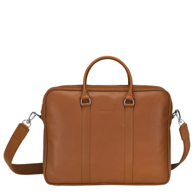 Le Foulonné M Briefcase , Caramel - Leather