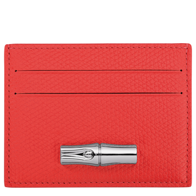 Le Roseau Card holder , Vermilion - Leather