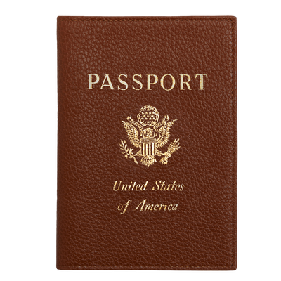 Le Foulonné Passport cover , Caramel - Leather